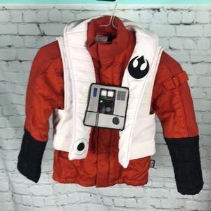 disney store r2d2 rey rebel faux leather Star Wars jacket orange black white kid